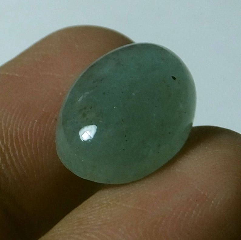 Emerald Cabochon Natural Zambian Blueish Green Emerald 10.55 Carat 6.7X12.2X7 MM Oval Shape Untreated Loose Gemstone For Ring and Pendant