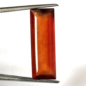 8x24mm Natural Hessonite Garnet: Reddish Orange Baguette Cut Gemstone