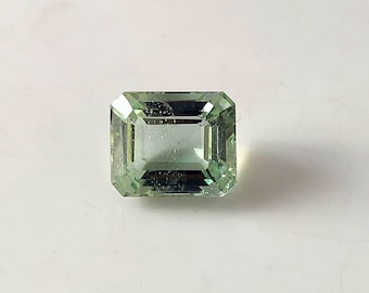 6.40 Carat Emerald Cut Blueish Green Aquamarine Loose Gemstone (10x12 MM) Natural Untreated Stone