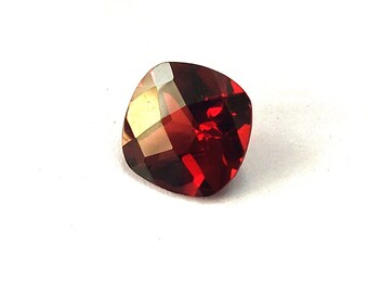 Mozambique Red Garnet Gemstone: 9x9mm Square Cushion Cut Natural Faceted Checkerboard Cut Stone