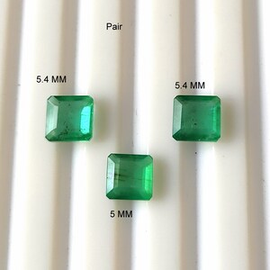 3 Piece Set Emerald Pair 2.30 Carat Natural Faceted Zambian Green Emerald Sqaure Shape Loose Gemstone Earings,Ring,Pendant Jewelry Use