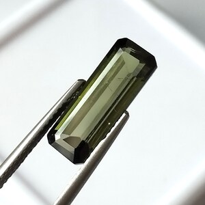 4.05 Carat Green Tourmaline: Faceted Long Rectangle Gemstone