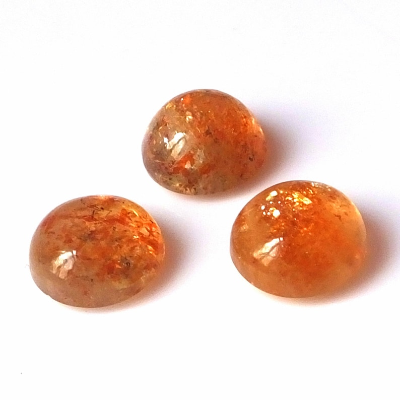 3 Pieces 9X9 MM Round Shape Natural Fire Sunstone Cabochon Cut Untreated Calibrated Loose Gemstone Lot 9X9 Round Cut Fire Sunstone