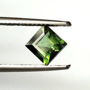 0.85 Carat Olive Green Tourmaline Gemstone: Square Faceted Cut, 5x5 mm