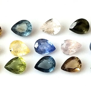 Ceylon Sapphire Pear Cut Gemstone Lot: Multi Color, Untreated 4X5 mm (15 Pieces)