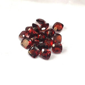 7X7 MM Square Cushion Shape AAA+ Natural Faceted Mozambique Red Garnet Untreated Red Garnet Loose Gemstone Top Quality Red Garnet Cut Stone