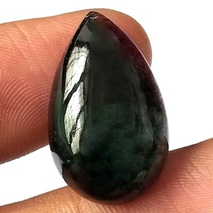 Pear Cut Bi-Color Tourmaline Cabochon: 20.65 Carat Loose Gemstone