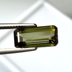 3.00 Carat Green Tourmaline: Faceted Long Rectangle Gemstone