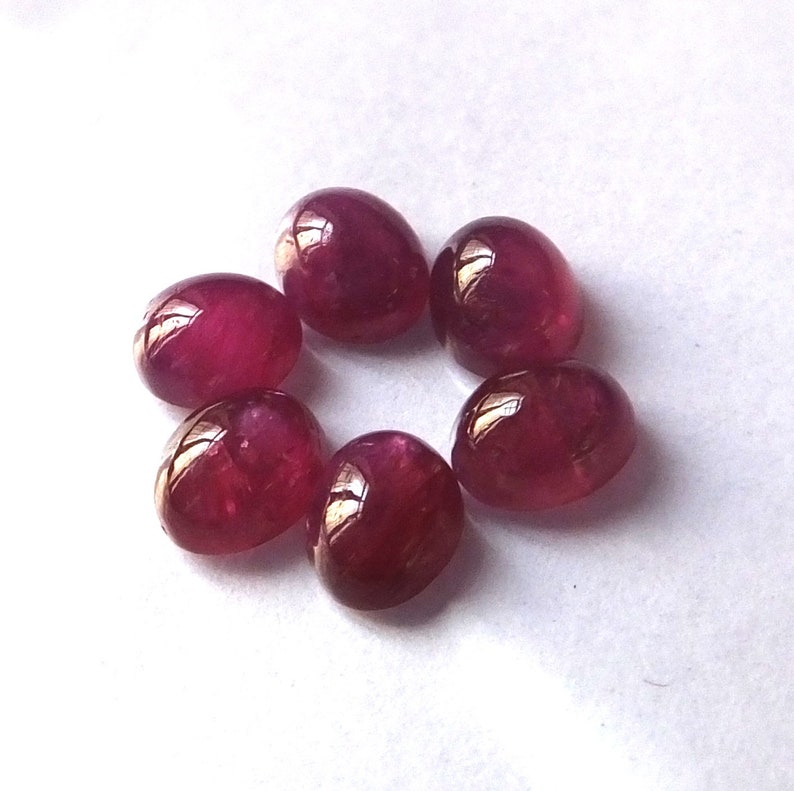 6 Pieces 5X6 MM Oval Shape Natural Unheated Red Ruby Cabochon Calibrated Loose Gemstone Wholesale Lot Natural Earth Mines Red Ruby Cabs