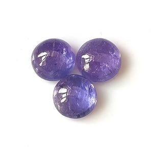 7X7 MM Round Shape Natural Blue Tanzanite Cabochon Loose Gemstone Wholesale Lot 3 Pieces