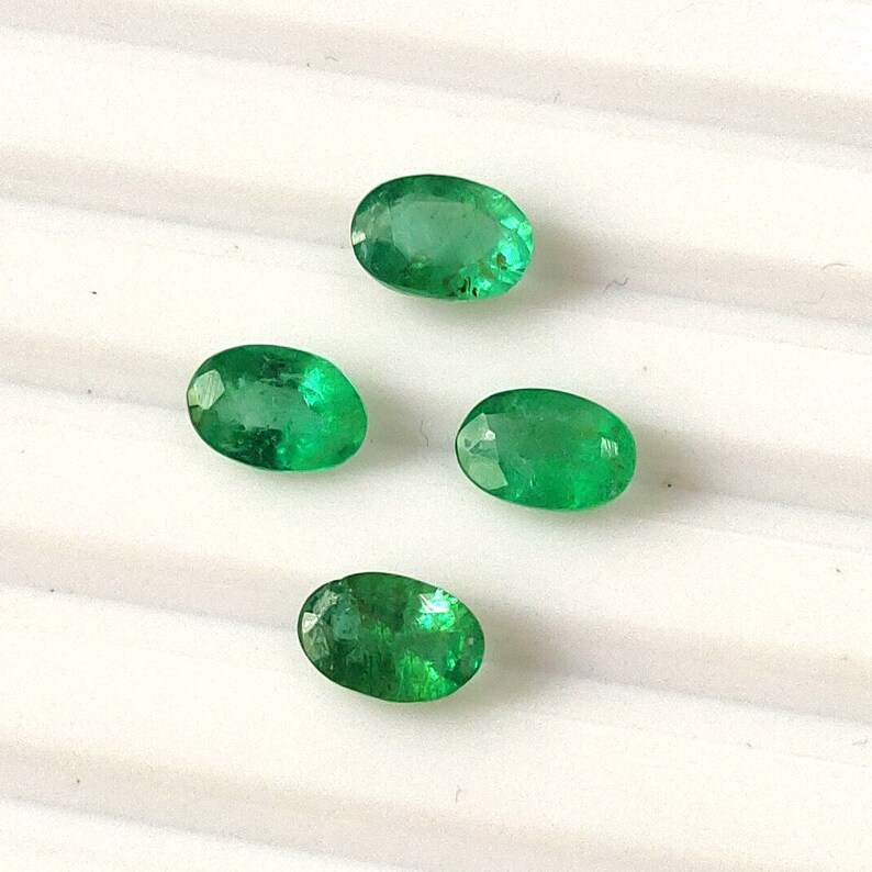 10 Pieces 5X7 MM Oval Shape Natural Faceted Zambian Emerald Calibrated Loose Gemstone Wholesale Lot Untreated Zambia Mines Green Emerald