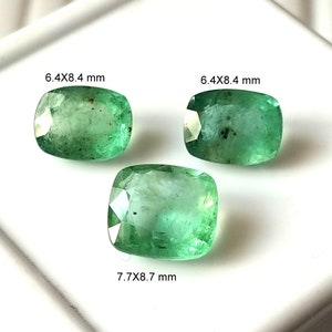 Faceted Zambian Emerald Set: 5.50 Carat Cushion Cut Gemstones