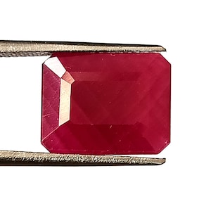 Unheated African Ruby Gemstone: 8.50 Carat Natural Emerald Cut Loose Stone 10.5X13 MM