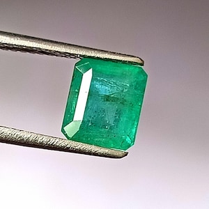 2.10 Carat Emerald Shape Emerald Natural Zambian Emerald Faceted Cut Emerald 6.5X7.5 MM Untreated Earth Mined Zambian Emerald Loose Gemstone