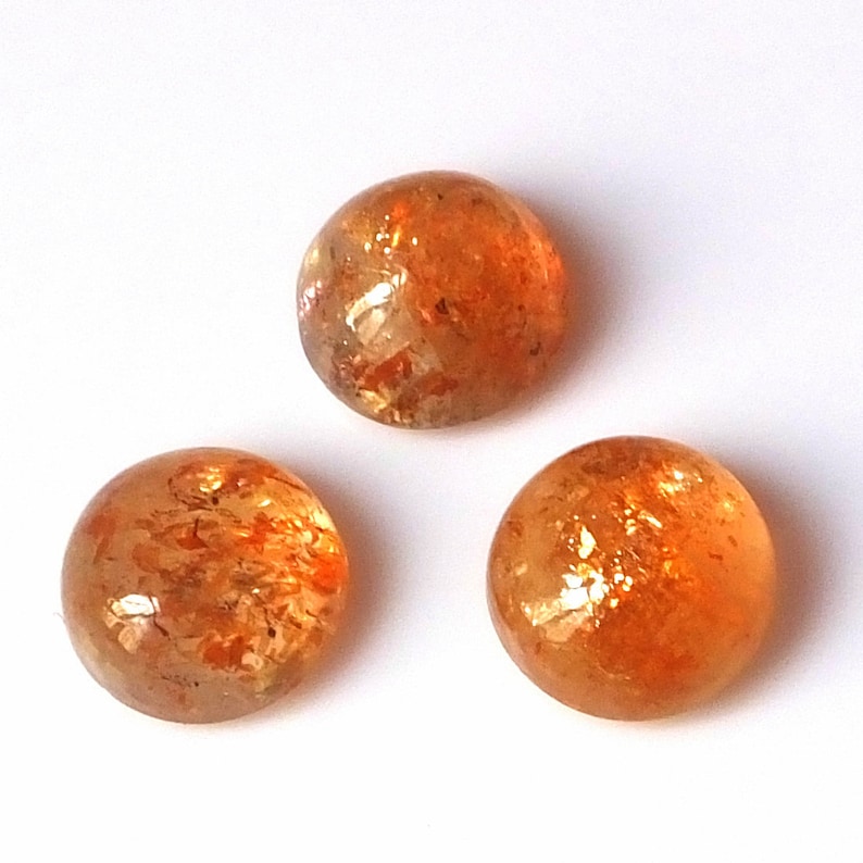 3 Pieces 9X9 MM Round Shape Natural Fire Sunstone Cabochon Cut Untreated Calibrated Loose Gemstone Lot 9X9 Round Cut Fire Sunstone