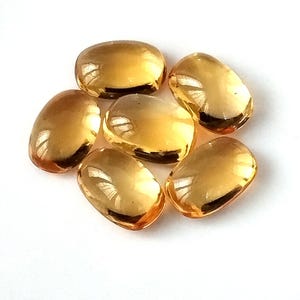 Citrine Cabochon 8X12 mm Cushion Cut Brazilian Citrine Natural Genuine Yellow Citrine Wholesale Calibrated Citrine Loose Gemstone 6 Pieces
