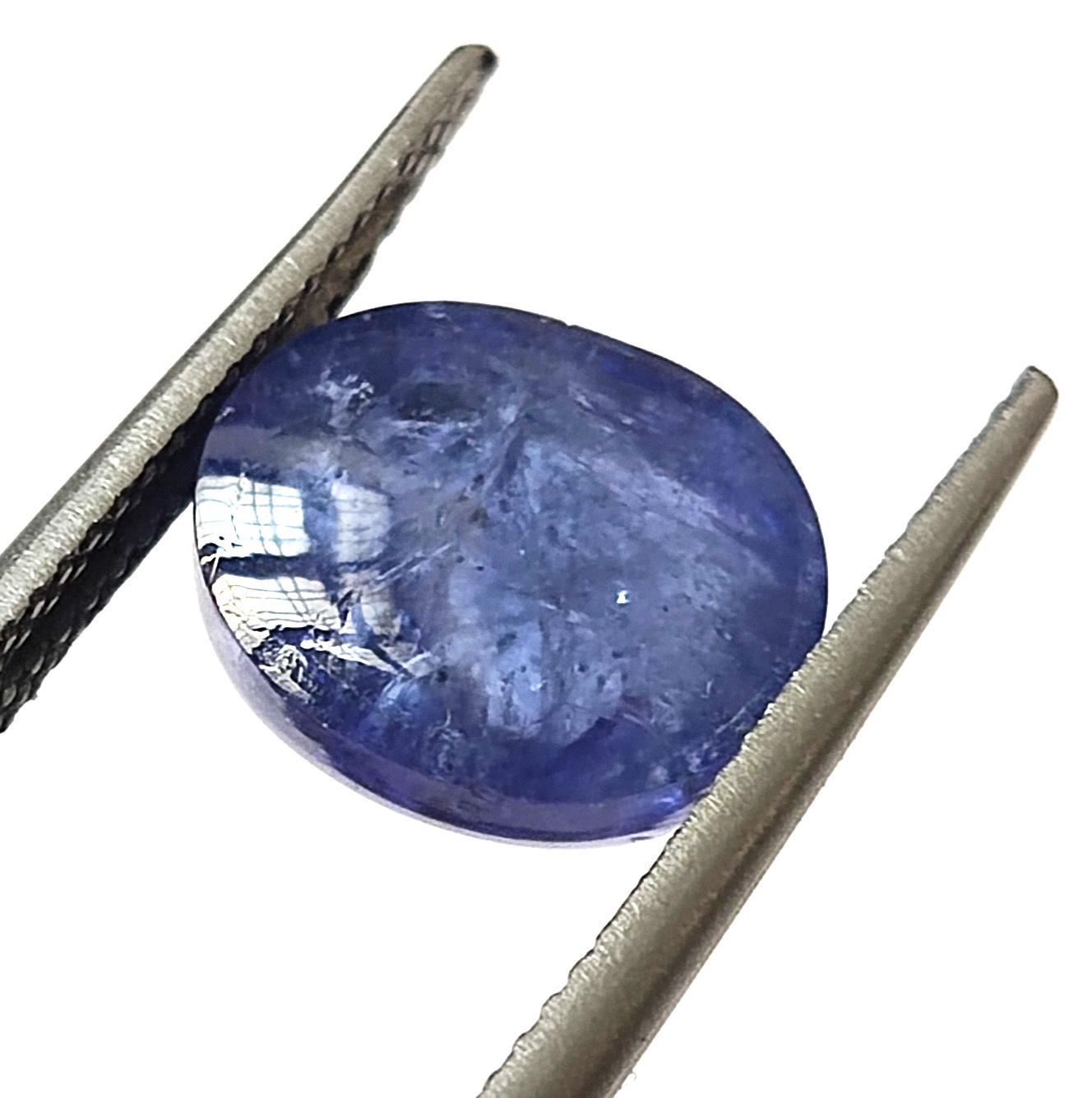 Cabochon En Tanzanite Bleue Naturelle - Ovale 14x9.5mm - Pierre Précieuse Pour Bijouterie