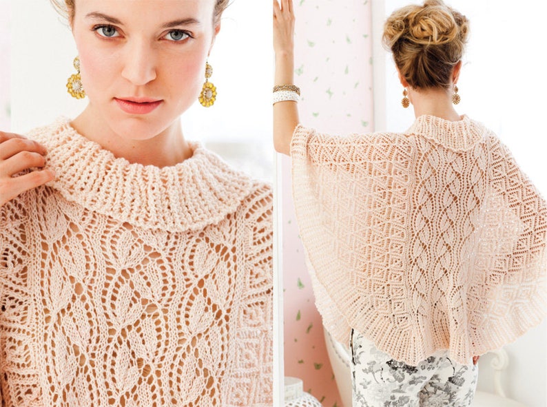 Hand Knit Lace romantic Shawl Wrap Poncho Lace poncho Sweet knitted poncho for wedding Wrap for wedding Lace wrap Openknit shawl wrap