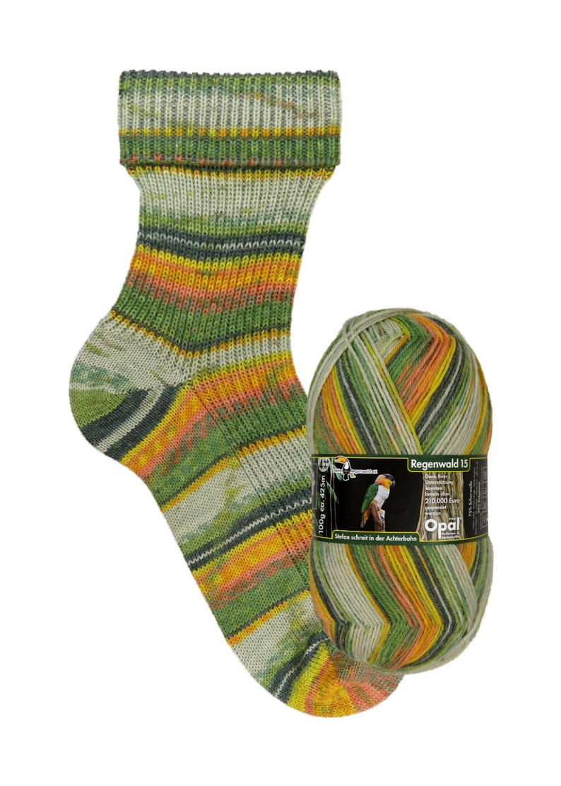 465 yards with free sock knitting pattern shade nr 9770 Opal Sockyarn 4ply Save the Rainforest 15 100 g per ball 425 meter