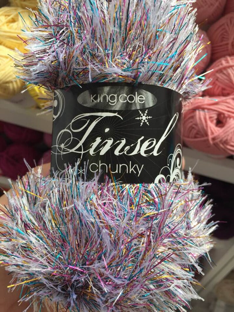 Tinsel yarn King Cole chunky glitter eyelash 50g per ball 70m Etsy