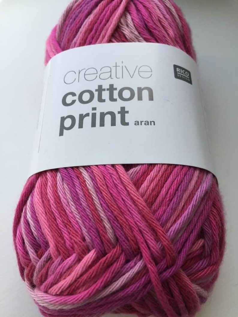 Creative Cotton Aran Print yarn Rico Design 50g 85m 92 yards Etsy