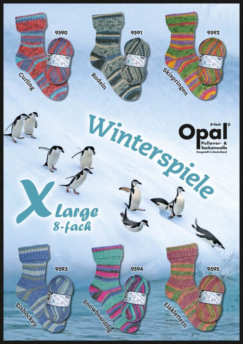 for jumpers and socks code 9594 Opal 8ply sockyarn Winterspiele 150g 425 meter per ball wonderfully chunky like doubleknit
