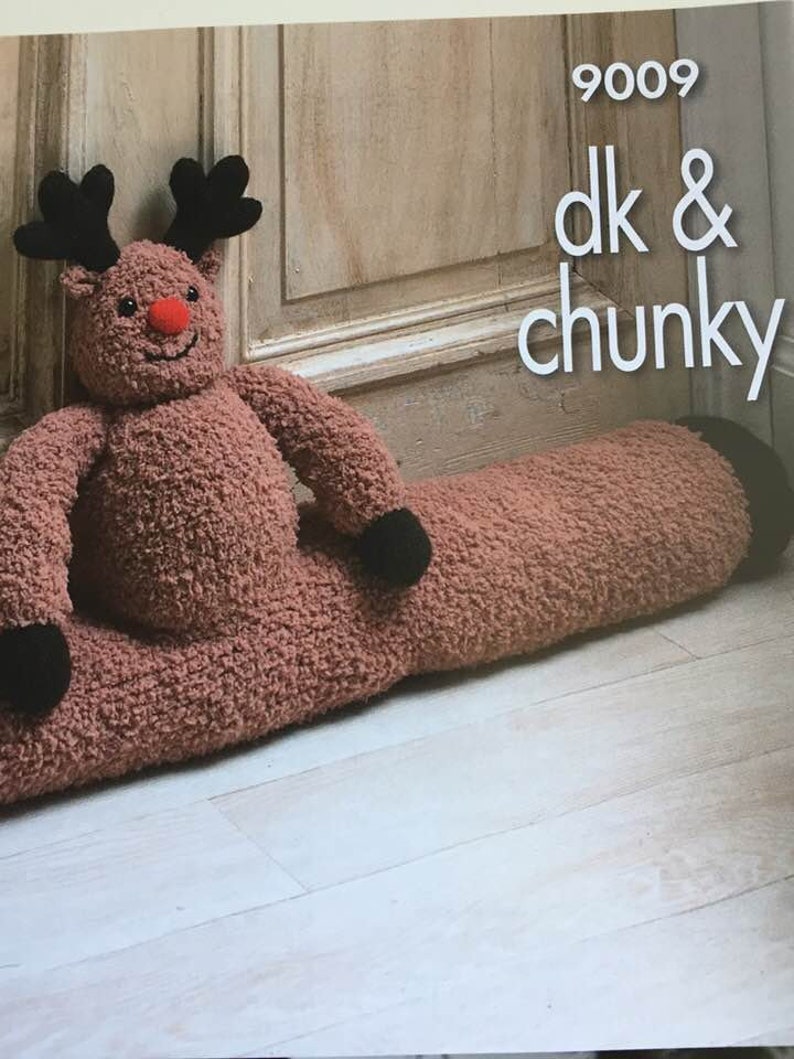 King Cole Christmas Knitting Pattern Draught Excluder Tree Trim Snowman Toy 9009