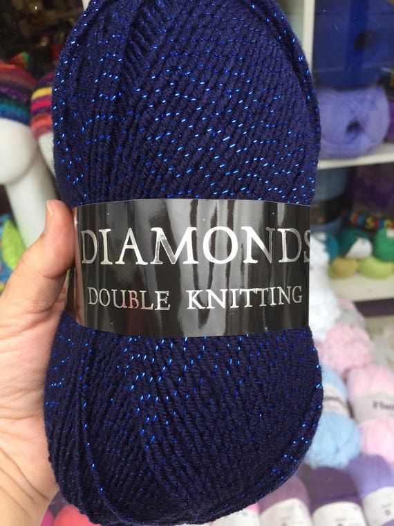 Glitter yarn navy blue double knit DK 300 meter 100 g yarnball Etsy