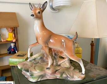 Ceramic Stag Lamp | Vintage TV Lamp | Deer Night Light