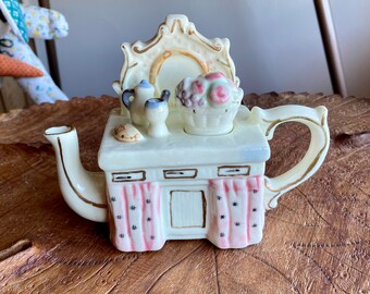 Vintage Vanity Teapot | Miniature Vanity Teapot | Gilded Teapot