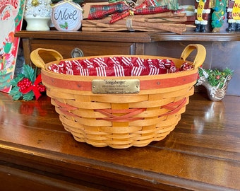 Vintage Longaberger Basket | Longaberger Christmas Basket 1999 | Longaberger Christmas Collection Popcorn Basket |