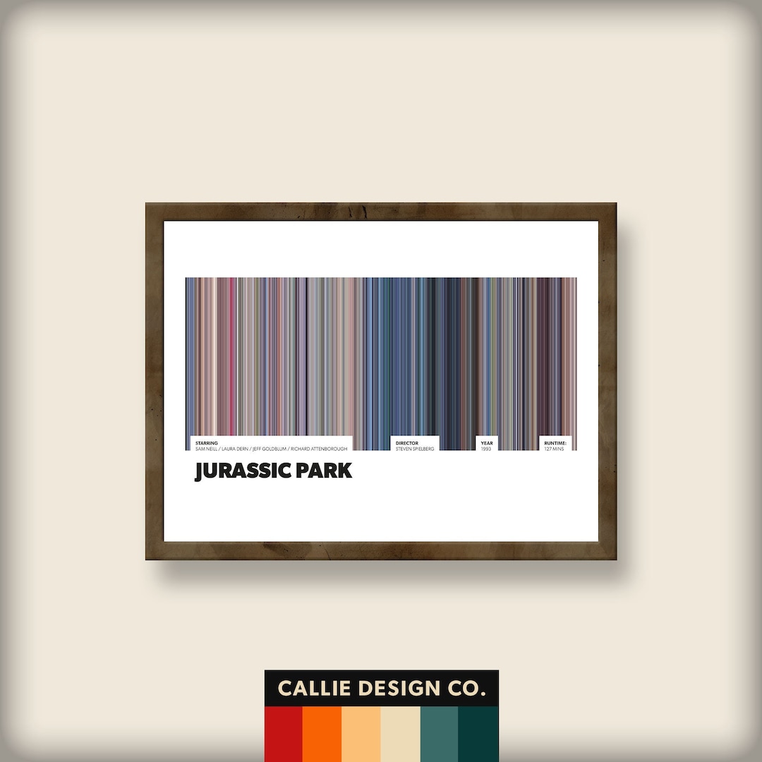 Jurassic Park digital Download Only Film Colour Palette Movie Barcode ...