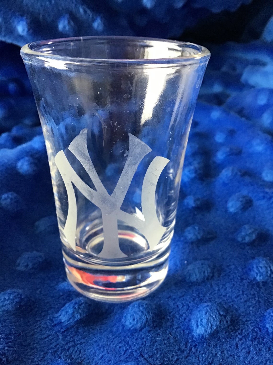 MLB New York Yankees Etched Shot Glass Etsy
