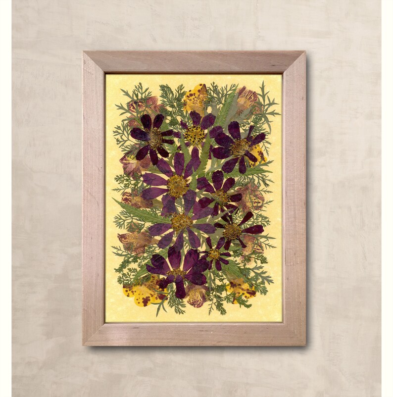 Pressed Flowers Art Framed Dried Petals Farmhouse Kitchen Etsy