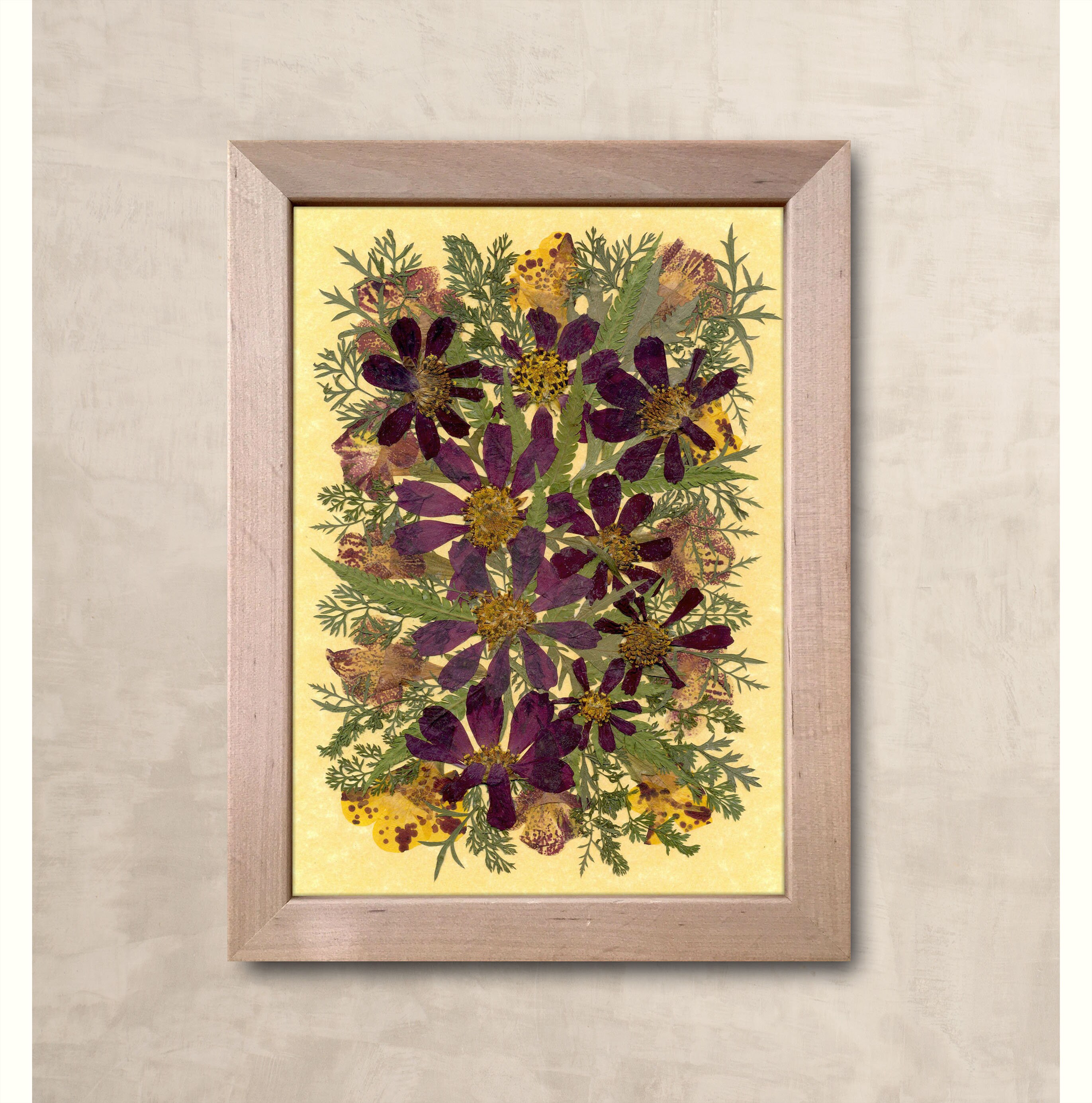 Pressed Flowers Art Framed Dried Petals Farmhouse Kitchen Etsy