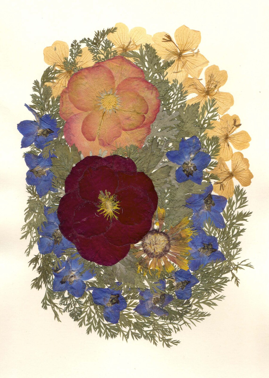 Dried Roses Artwork Victorian Style Pressed Flower Frame Boho Etsy