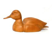 Folk Art Hand Painted Carved Wood Duck Decoy