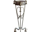 Italian Rope and Tassel Gold Metal Plant Stand Hollywood Regency