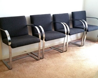 4 Mies Van Der Rohe Charcoal Grey Flat Bar Brno Chairs From Gordon Intl