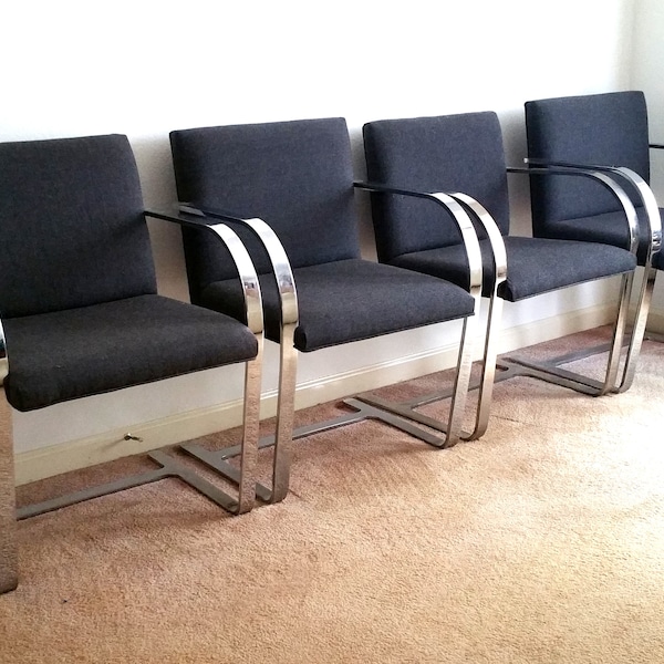 4 Mies Van Der Rohe Charcoal Grey Flat Bar Brno Chairs From Gordon Intl