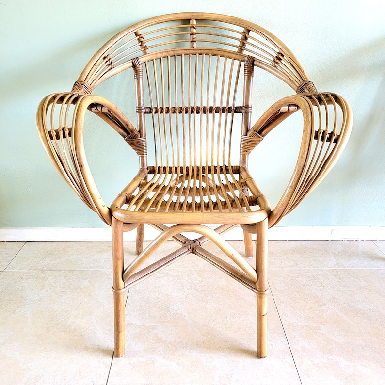 Pair Rattan Balloon Arm Chairs image 2