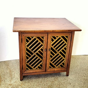 Hollywood Regency Fretwork End Table / Cabinet