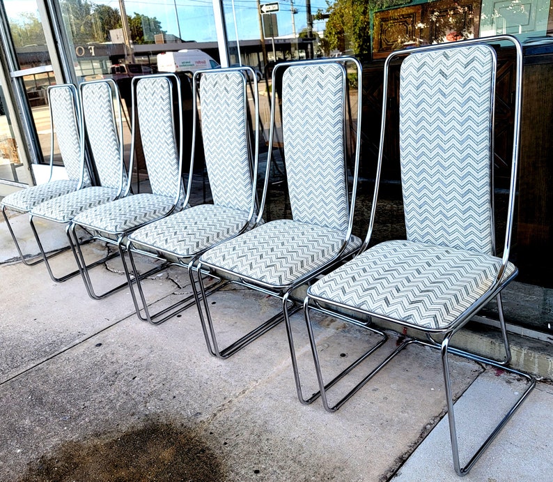Set of 4 Vintage Chrome High Back Chairs Etsy
