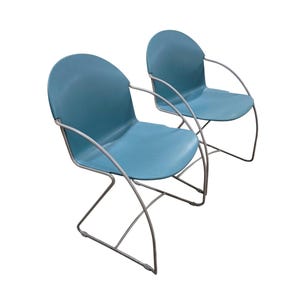 MCM Steelcase Teal Blue Parade Stack Chairs