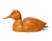 Folk Art Hand Painted Carved Wood Duck Decoy