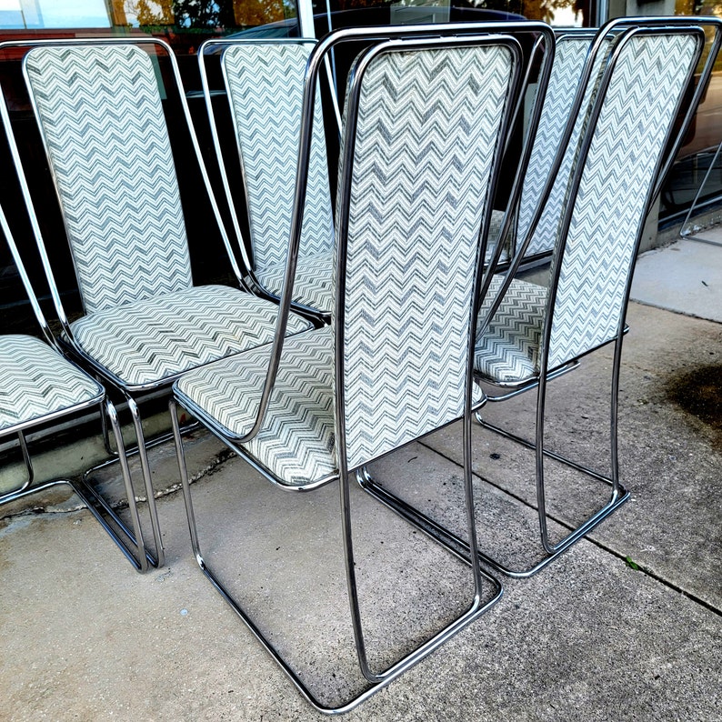 Set of 4 Vintage Chrome High Back Chairs Etsy