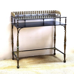 Oscar Bach Style Vanity Desk Bronze and Glass image 4