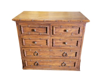 Faux Bamboo 5 Draw Dresser / Chest American of Martinsville