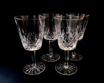 4 Waterford Lismore White Wine Glasses 6 7/8"