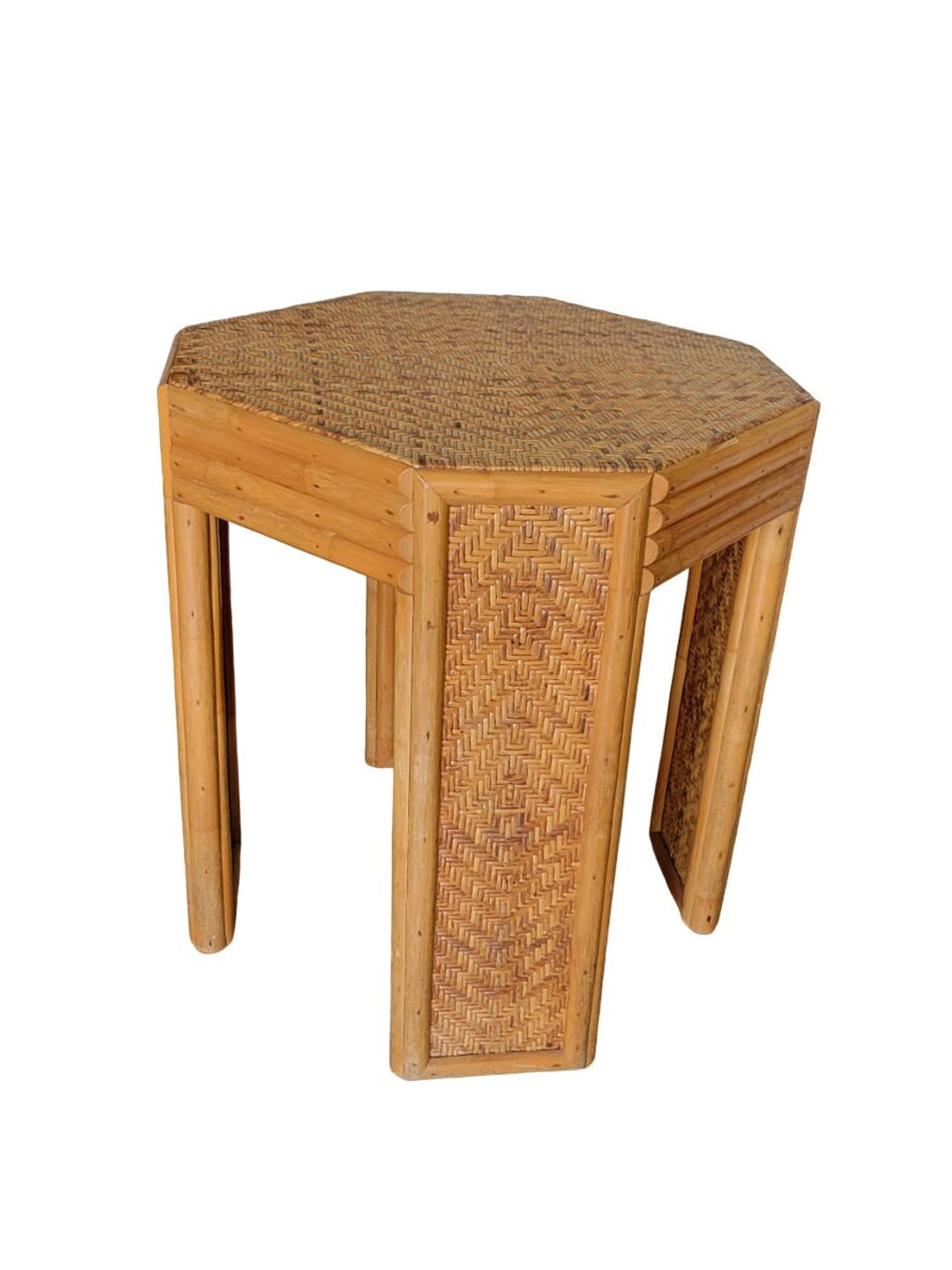 Octagonal Rattan Table Octagonal Coastal Woven Rattan Occasional Table - Etsy